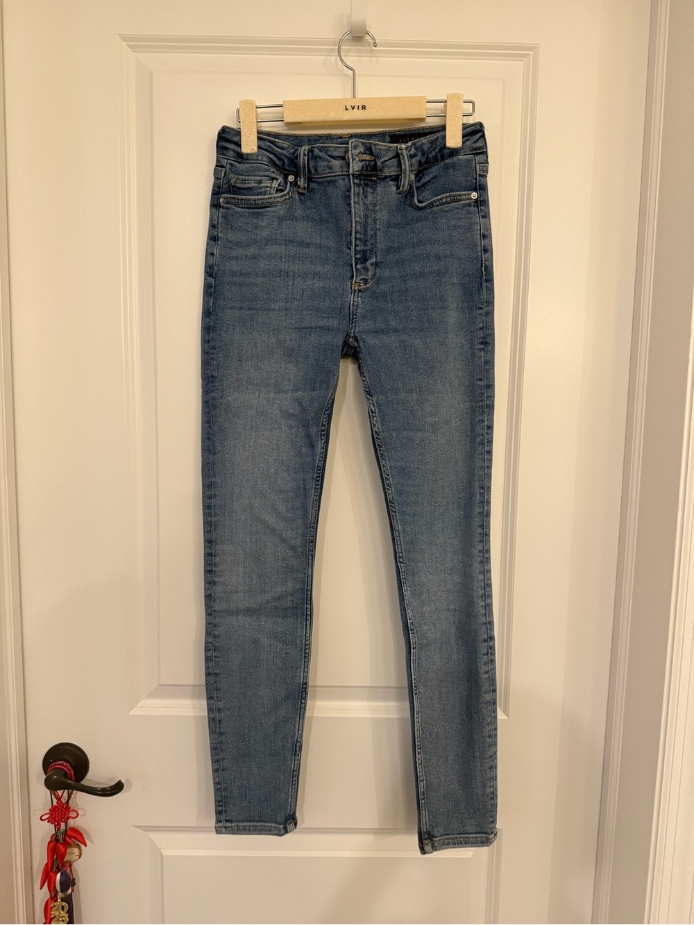 AllSaints Skinny High-Rise Jeans in Medium Blue Wash